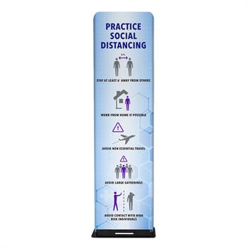RPCBSCOVKIT2 - 2' SlimStand,DS Kit (HW+Graphic)"Practice Safe Distances"(Blue)