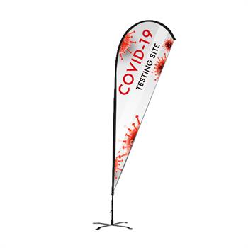 RPCFTCOVKIT4 - 9' Teardrop Flag,DS Kit (HW+Graphic)"Covid-19 Testing"(Red)