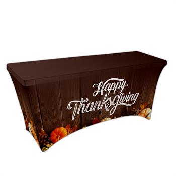 RPCSOY6FSSH12 - Preprinted Holiday SuperStretch Cover 6' - Brown "Thanksgiving"