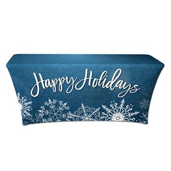 RPCSOY6FSSH4 - Preprinted Holiday SuperStretch Cover 6' - Blue "Happy Holidays"