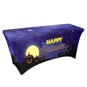RPCSOY8FSSH9 - Preprinted Holiday SuperStretch Cover 8' - Blue "Halloween Graveyard"