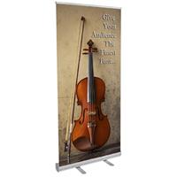 Retractable Banner Stand, Economy, 33.46"x80.3"H, w/Bag & Graphic